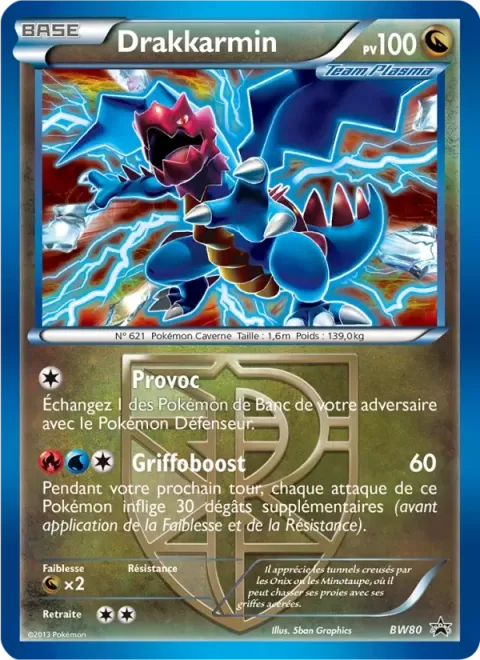 Carte Pokémon Drakkarmin BW80, extension Promo BW