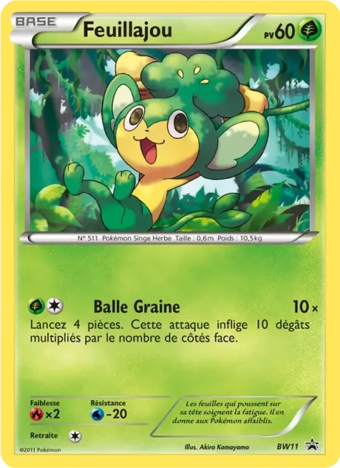 Carte Pokémon Feuillajou BW11, extension Promo BW