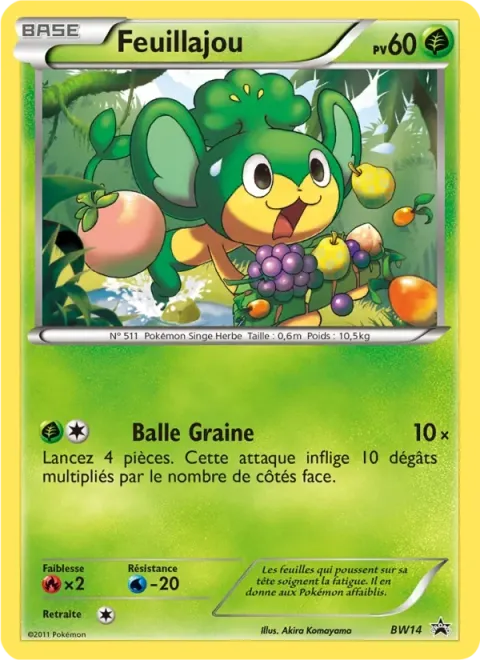Carte Pokémon Feuillajou BW14, extension Promo BW