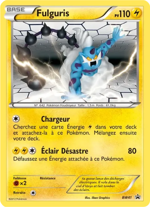 Carte Pokémon Fulguris BW41, extension Promo BW