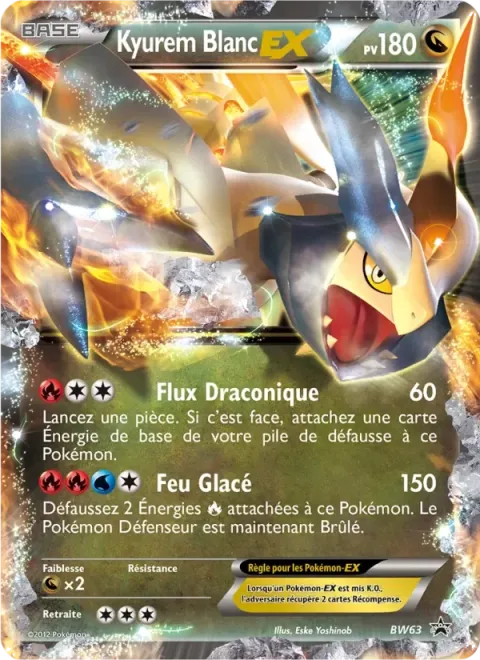 Carte Pokémon Kyurem Blanc ex BW63, extension Promo BW