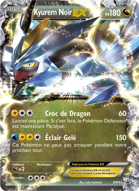 Carte Pokémon Kyurem Noir ex BW62, extension Promo BW