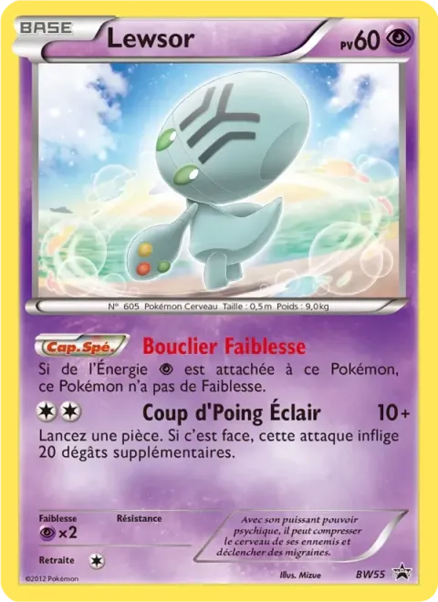 Carte Pokémon Lewsor BW55, extension Promo BW