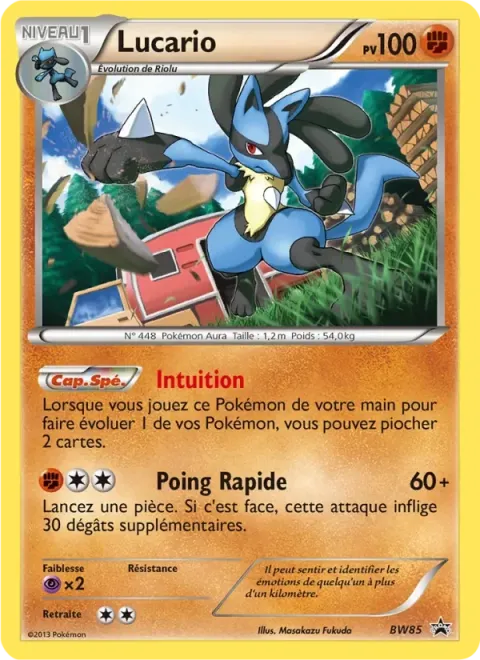 Carte Pokémon Lucario BW85, extension Promo BW
