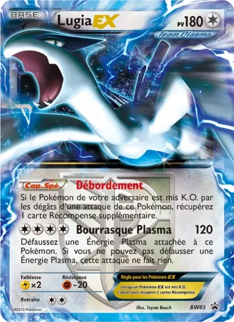 Carte Pokémon Lugia ex BW83, extension Promo BW