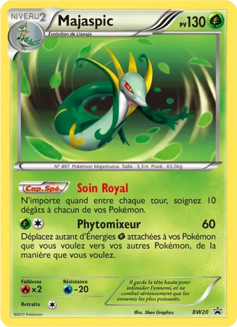 Carte Pokémon Majaspic BW20, extension Promo BW