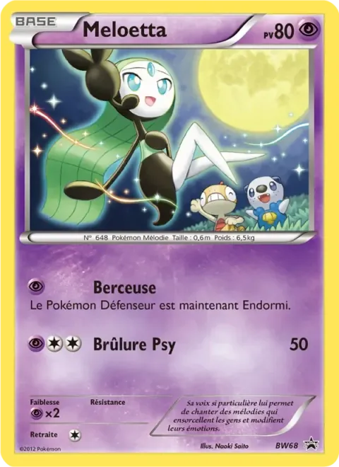 Carte Pokémon Meloetta BW68, extension Promo BW