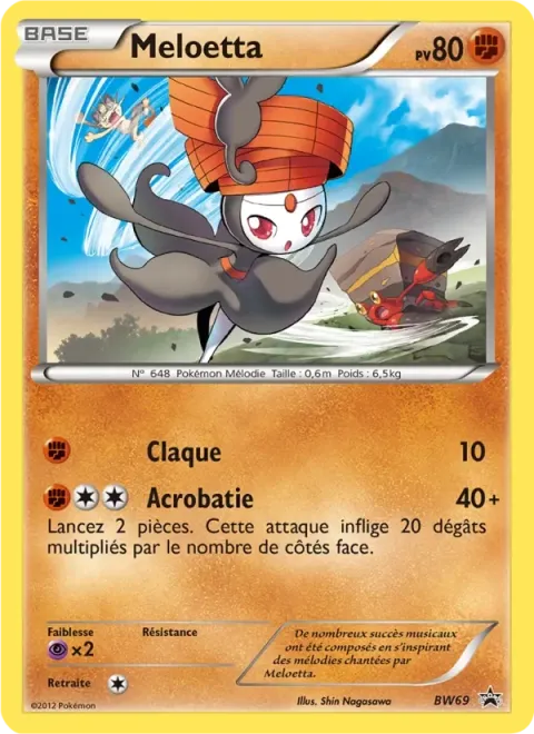 Carte Pokémon Meloetta BW69, extension Promo BW