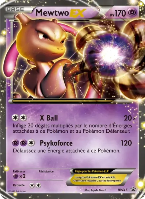Carte Pokémon Mewtwo ex BW45, extension Promo BW