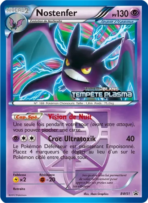 Carte Pokémon Nostenfer BW51, extension Promo BW