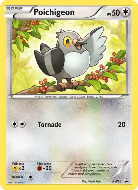 Carte Pokémon Poichigeon BW15, extension Promo BW