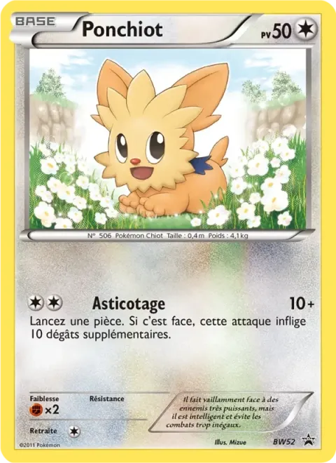 Carte Pokémon Ponchiot BW52, extension Promo BW