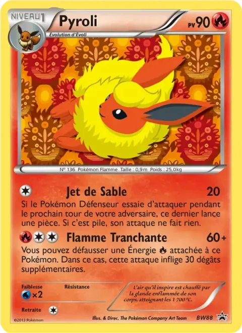 Carte Pokémon Pyroli BW88, extension Promo BW