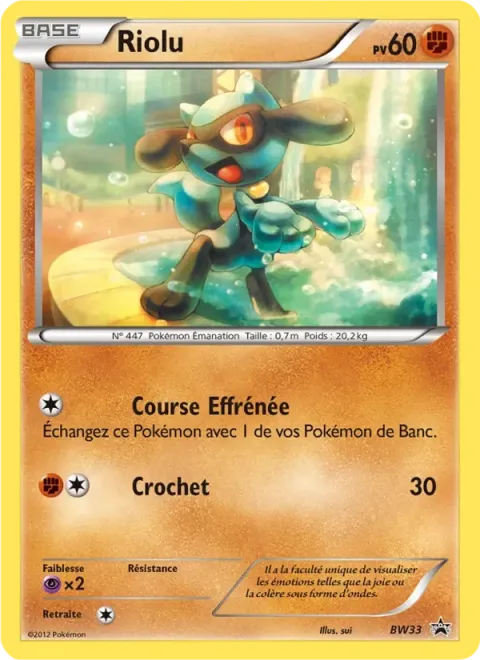 Carte Pokémon Riolu BW33, extension Promo BW