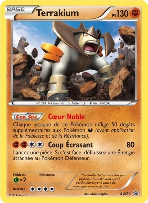 Carte Pokémon Terrakium BW71, extension Promo BW