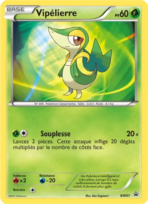 Carte Pokémon Vipélierre BW01, extension Promo BW