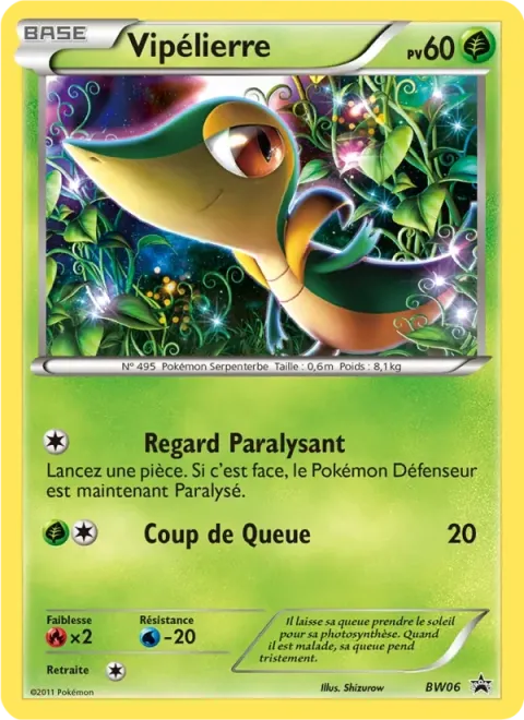 Carte Pokémon Vipélierre BW06, extension Promo BW