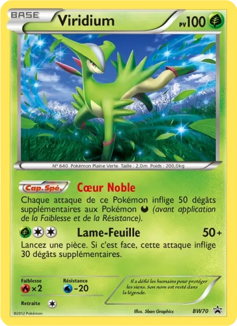Carte Pokémon Viridium BW70, extension Promo BW