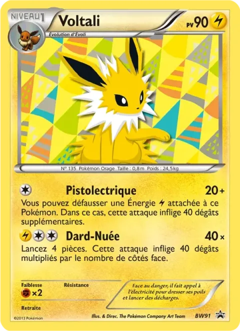 Carte Pokémon Voltali BW91, extension Promo BW
