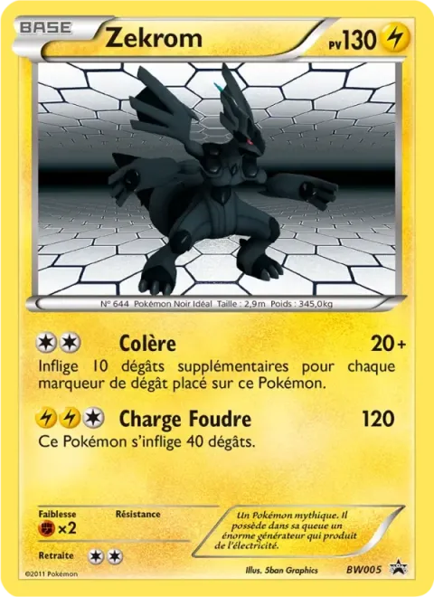 Carte Pokémon Zekrom BW05, extension Promo BW