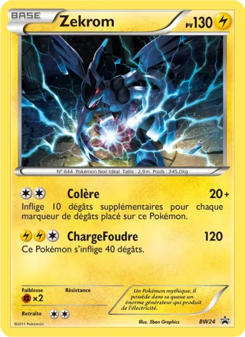 Carte Pokémon Zekrom BW24, extension Promo BW
