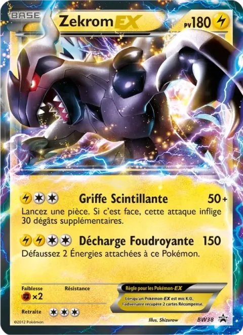 Carte Pokémon Zekrom ex BW38, extension Promo BW
