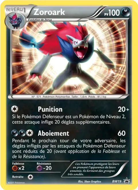 Carte Pokémon Zoroark BW19, extension Promo BW