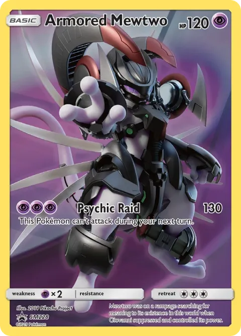 Carte Pokémon Armored Mewtwo SM228, extension Promo SM
