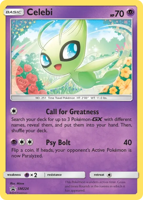 Carte Pokémon Celebi SM224, extension Promo SM