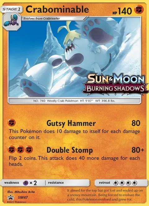 Carte Pokémon Crabominable SM47, extension Promo SM
