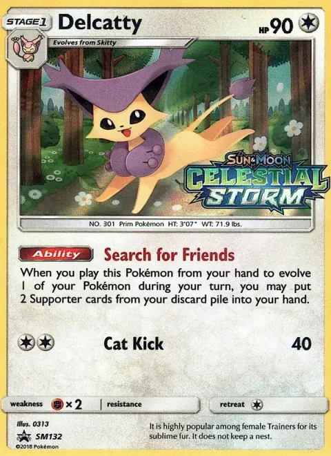 Carte Pokémon Delcatty SM132, extension Promo SM