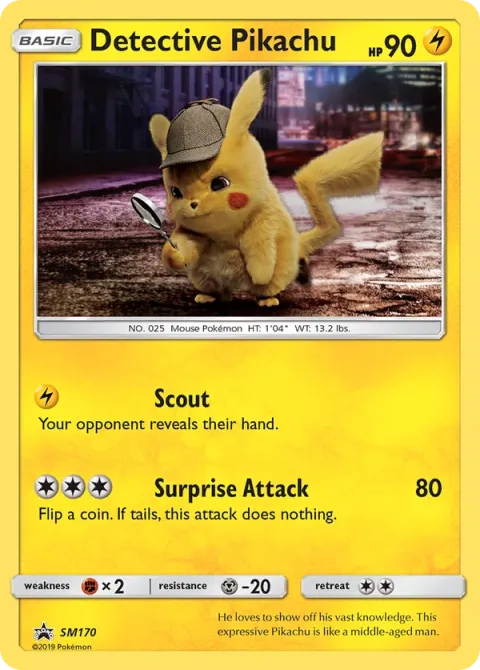 Carte Pokémon Détective Pikachu SM170, extension Promo SM