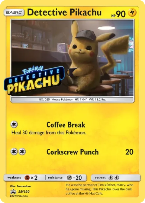 Carte Pokémon Détective Pikachu SM190, extension Promo SM