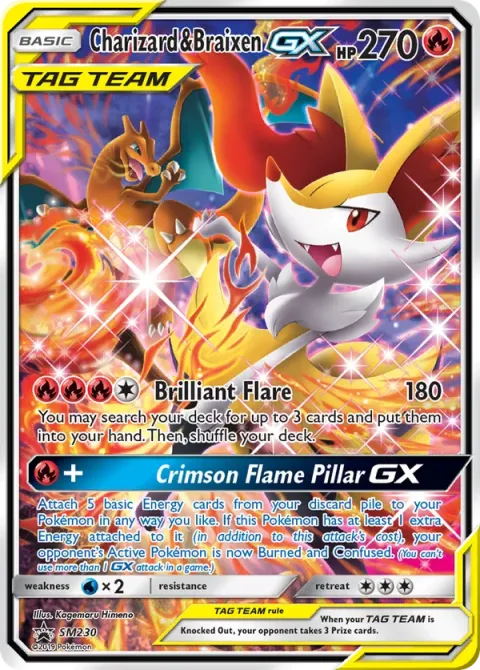 Carte Pokémon Dracaufeu et Roussil GX SM230, extension Promo SM