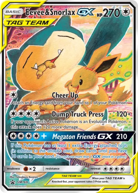 Carte Pokémon Évoli et Ronflex GX SM169, extension Promo SM