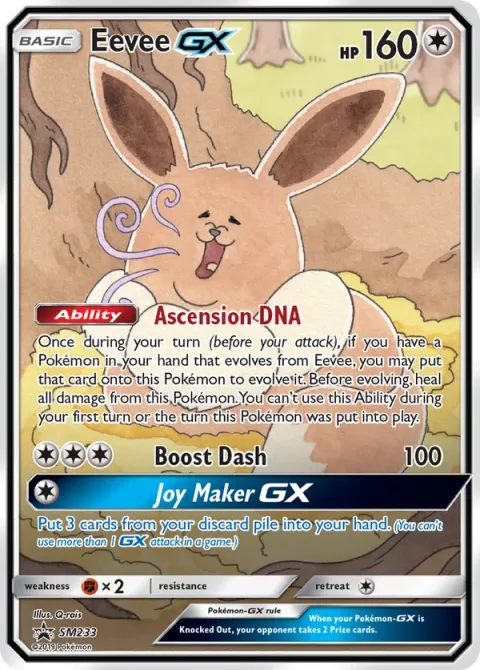 Carte Pokémon Évoli GX SM233, extension Promo SM