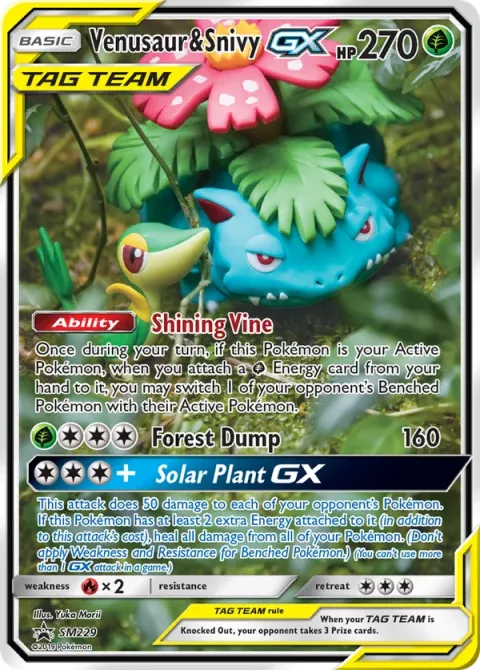 Carte Pokémon Florizarre et Vipélierre GX SM229, extension Promo SM