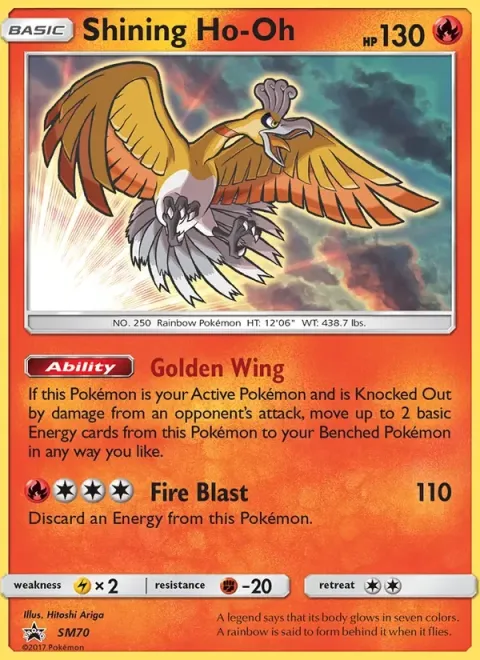 Carte Pokémon Ho-Oh Brillant SM70, extension Promo SM