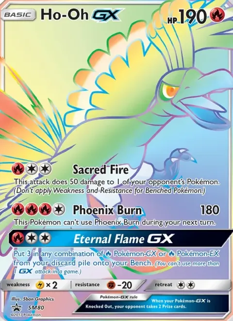 Carte Pokémon Ho-Oh GX SM80, extension Promo SM