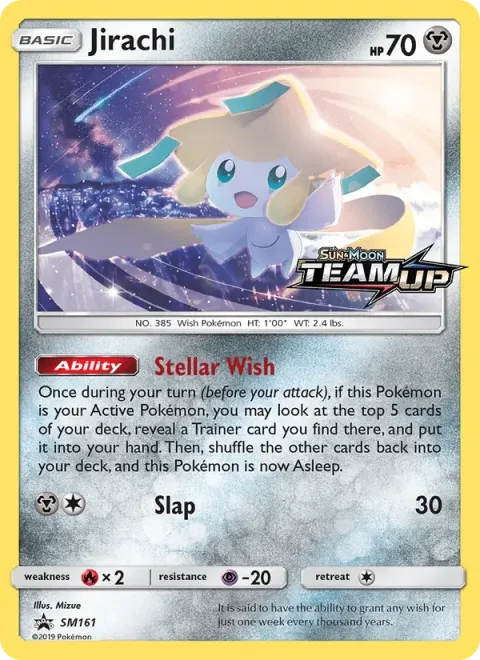 Carte Pokémon Jirachi SM161, extension Promo SM