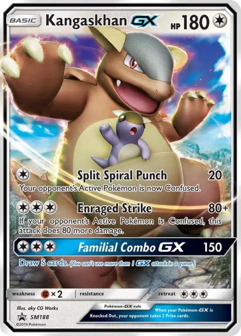 Carte Pokémon Kangourex GX SM188, extension Promo SM