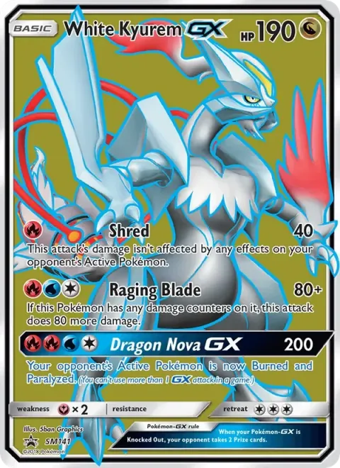 Carte Pokémon Kyurem Blanc GX SM141, extension Promo SM