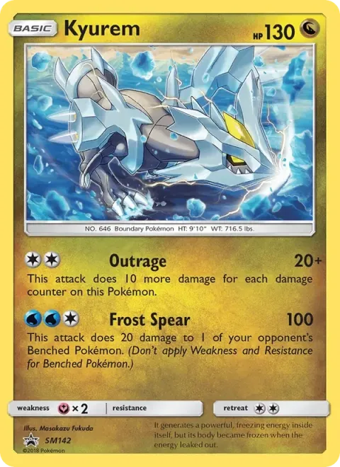 Carte Pokémon Kyurem SM142, extension Promo SM