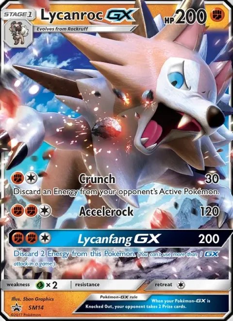 Carte Pokémon Lougaroc GX SM14, extension Promo SM
