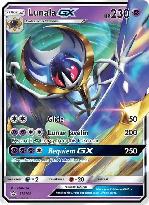 Carte Pokémon Lunala GX SM103, extension Promo SM