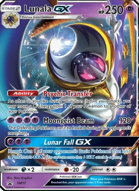 Carte Pokémon Lunala GX SM17, extension Promo SM