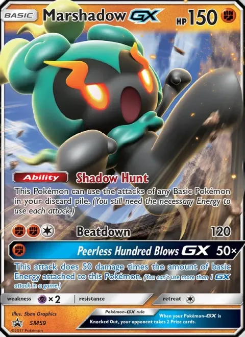 Carte Pokémon Marshadow GX SM59, extension Promo SM
