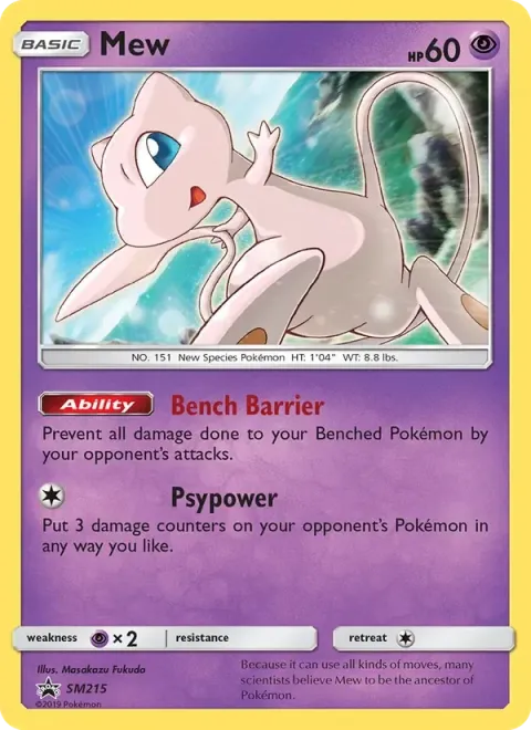 Carte Pokémon Mew SM215, extension Promo SM