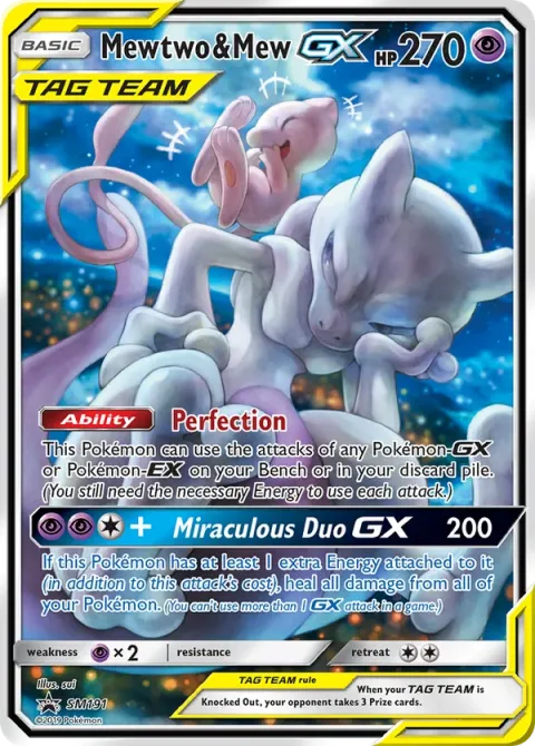 Carte Pokémon Mewtwo et Mew GX SM191, extension Promo SM