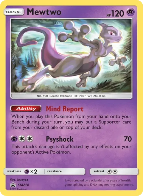 Carte Pokémon Mewtwo SM214, extension Promo SM